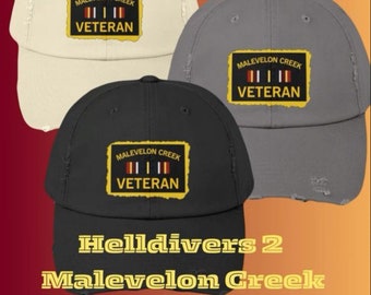 Helldivers 2 Malevelon Creek Veteran Unisex Hat Distressed Cap Gamer Merch