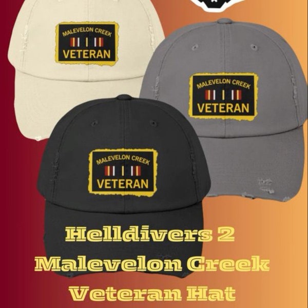 Helldivers 2 Malevelon Creek Veteran Unisex Hat Distressed Cap Gamer Merch