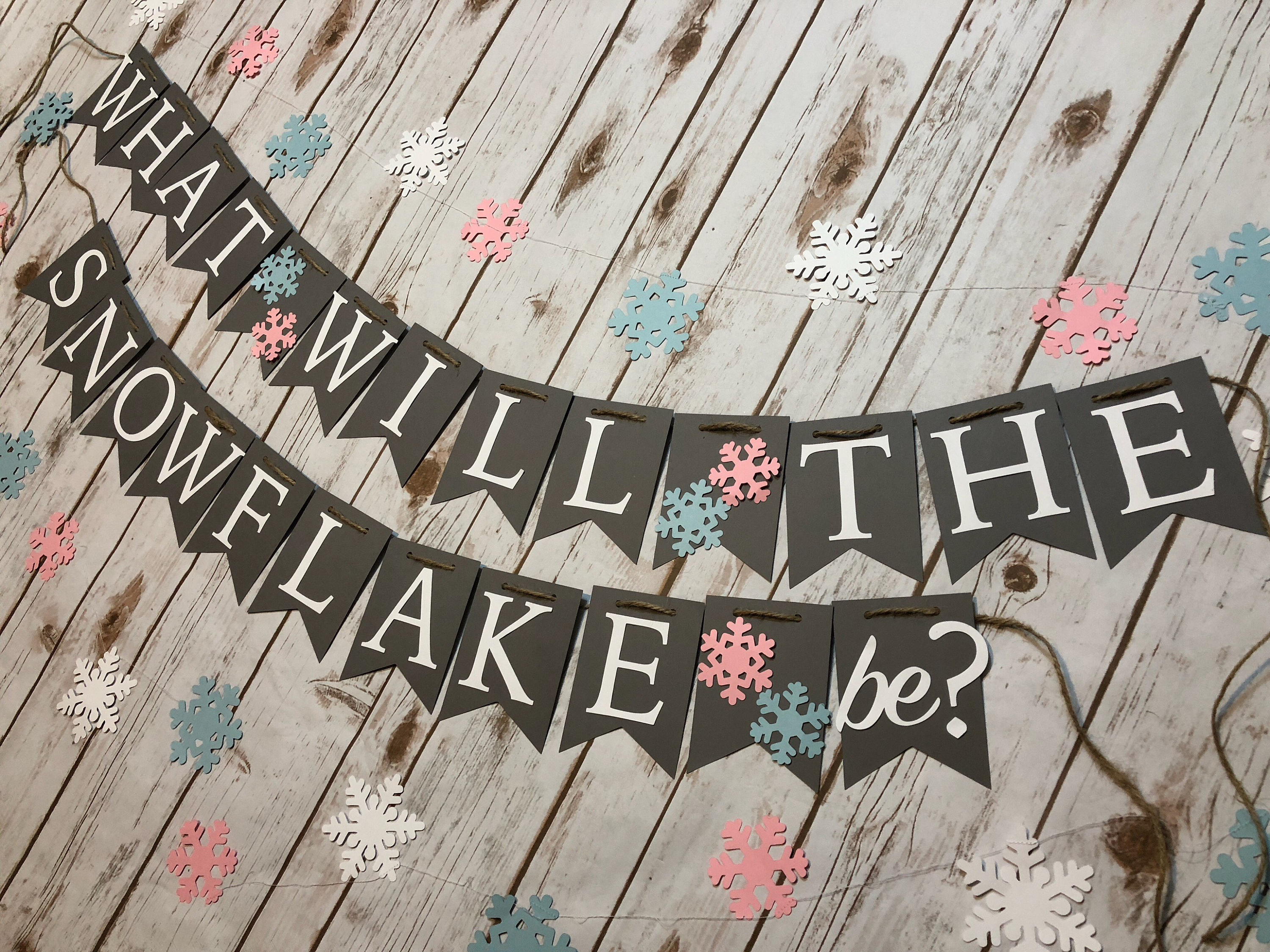 Winter Gender Reveal Snowflake Reveal Gender Reveal Banner | Etsy