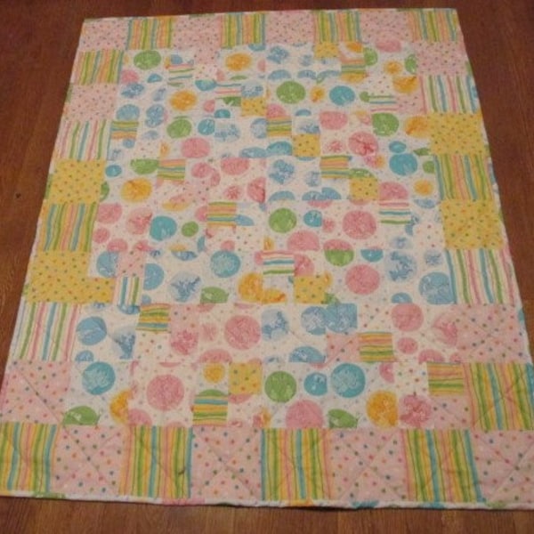 Crib / Baby Quilt - Dr. Seuss - Baby Seuss - pastels - FREE SHIPPING - 40" x 50"