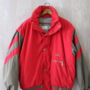 Retro BOGNER Red & Gray Puffer SKI JACKET Gorpcore Coat 38