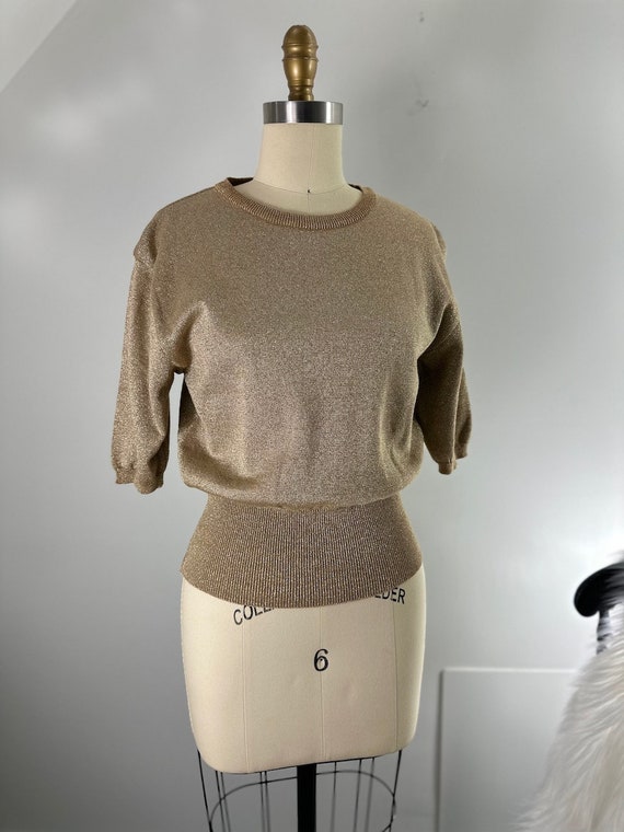 GLAM Cropped Vintage 80s Golden Shimmery Lurex Sho