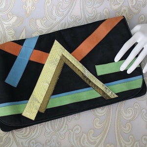 Rare VTG 80s BELTRAMI Abstract Snakeskin i pad Buttery Suede Clutch Purse Bag