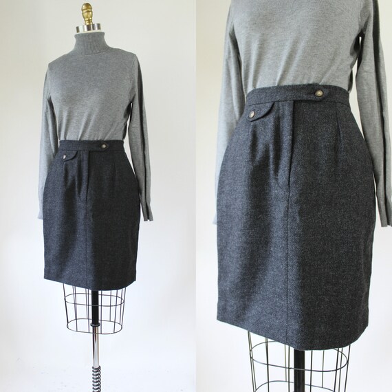 Vintage 80s J Peterman High Waist Charcoal Gray S… - image 1