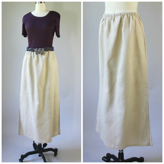 Vintage 90s Minimalist Khaki Tan Oatmeal Long Line