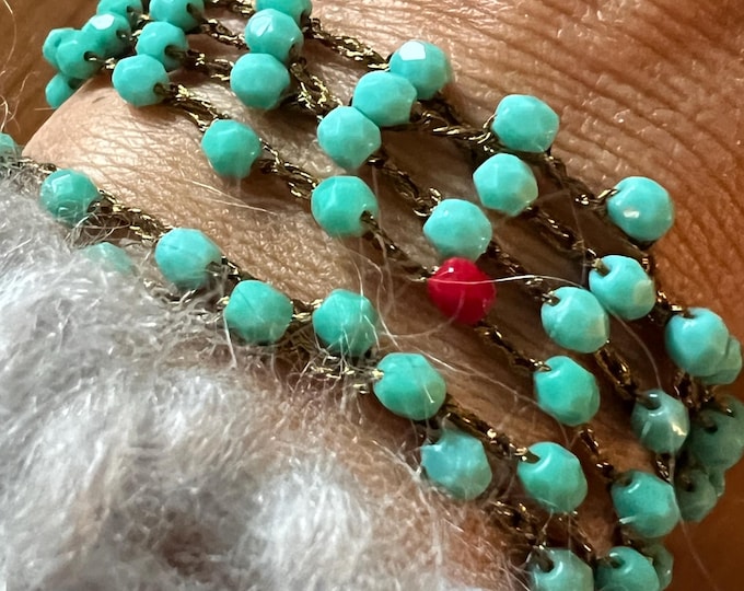 Bronze and turquoise crochet bracelet, wrap bracelet, crochet wrap bracelet