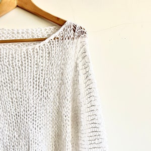 Handmade cotton sweater, open knit top, crop cotton top, summer top, cotton top open-work