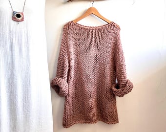 Anne Sweater long sweater - mauve color