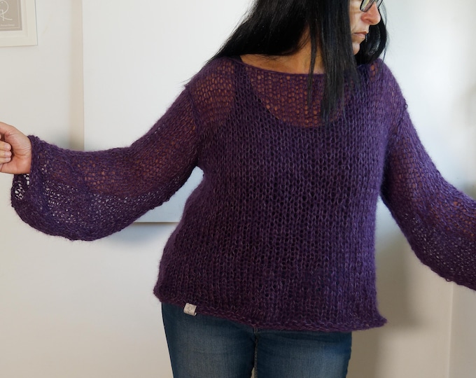 Mohair purple sweater, all sizes, bespoke in all colors