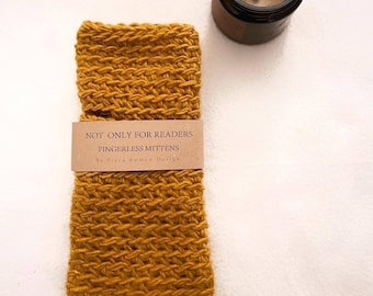 Fingerless mittens for Christmas Gift, 100% alpaca and wool - unisex