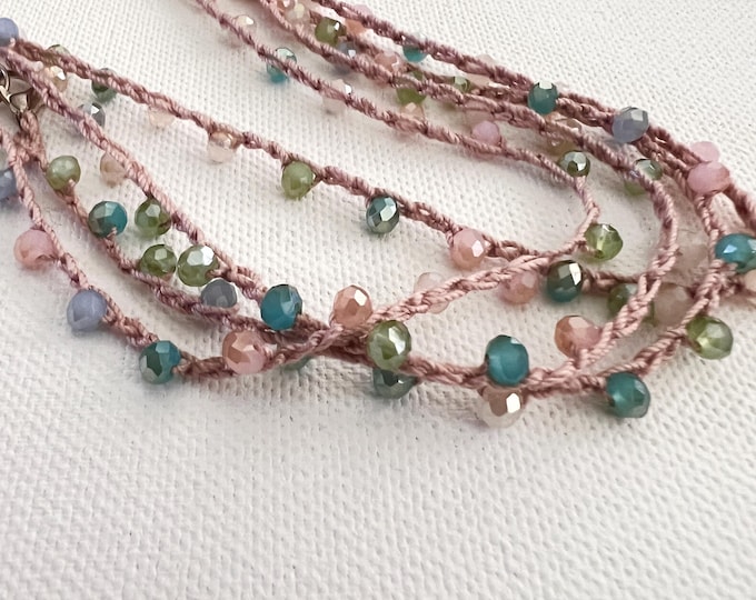 Pastel color Boho crochet necklace by Piera Romeo