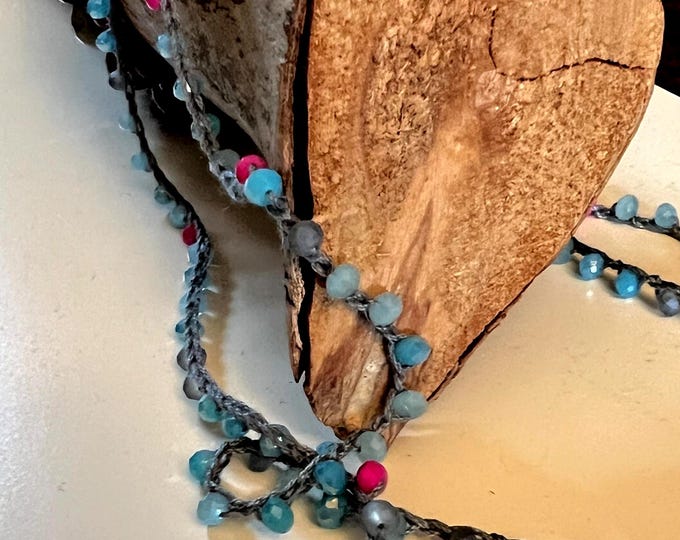 Crochet necklace - light blue colour - handmade by Piera Romeo - Gift for her - light blue necklace - jewellery