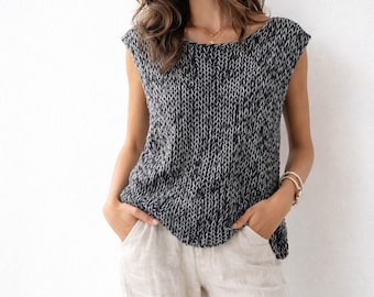 Top di lino Open knit