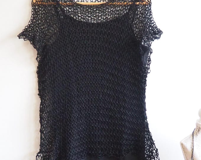 Maglia aperta in cotone - colore nero - tutte le taglie