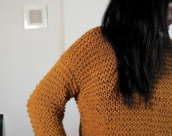 Handmade Alpaca Wool Sweater – Soft Knit Pullover, mustard Cozy Warm Chunky Jumper – sweater for winter, long sweater
