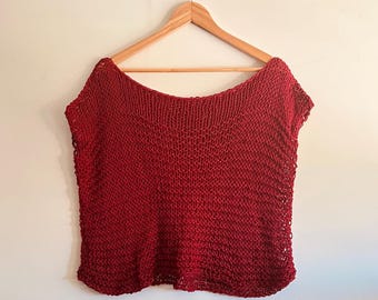 Cropped Knit Alpaca Blend Vest - Magenta