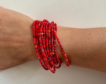 Seed beads layering / bracelet / long necklace / elastic thread
