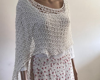 Linen Poncho in white / white cover up / linen /