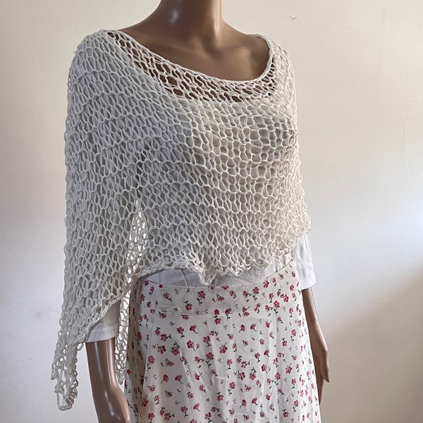 Linen Poncho in white / white cover up / linen /
