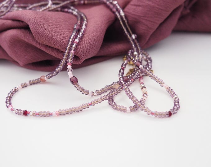 Collana di perline e cristalli colore Ametista