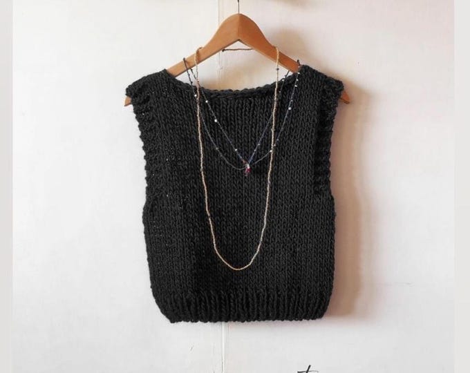 Hand knitted chunky alpaca vest by Piera Romeo, all sizes, all colors, best seller vest by Piera Romeo