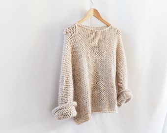 Pullover trandy, hand knitted sweater, wool and alpaca pullover, women jumper, oversized sweater, women comfort style jumper