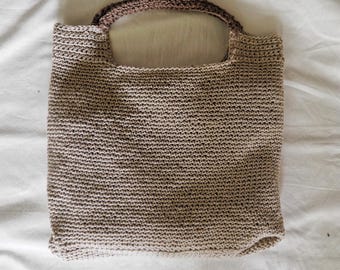Linen crochet bag, hand bag
