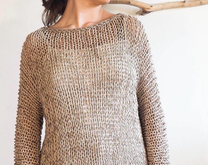 Linen Sweater in beige sand color, all sizes, other colors