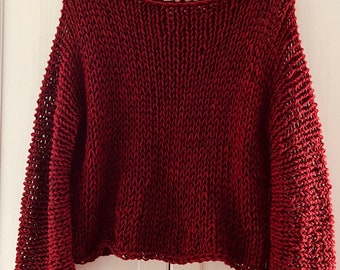 Burgundy sweater / open knit sweater / red sweater / kimono sleeves / boho style top / all seasons sweater  / SOFIA SWEATER