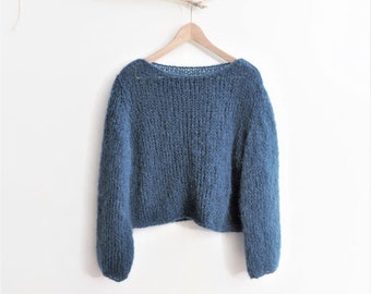 Cropped sweater, AMELIE - Mohair fluffy airy effect / luxury yarn sweater, more colors - made to order