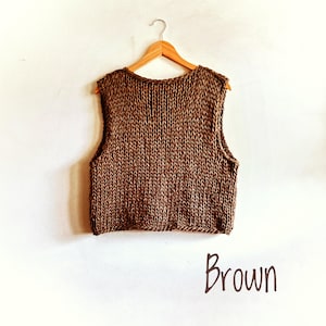 Handmade Chunky Knit Vest: Alpaca Mohair Blend - Sleeveless Layering Top