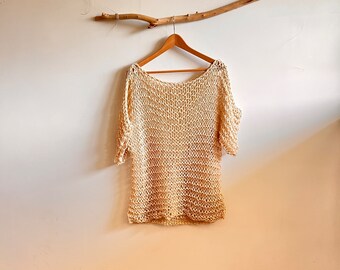 VIVIENNE - Linen top, Slouchy and loose knit top