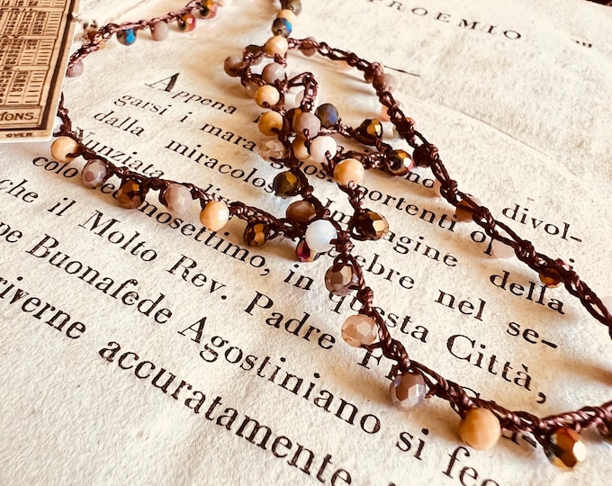 Featured listing image: Crochet necklace /  crystals / bijoux for her / gift for women / long necklace / textile necklace