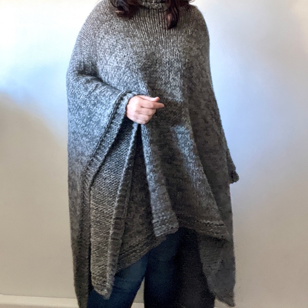 Super Poncho Stehkragen in braun / Alpaka und Wolle / Winterponcho oversize / braun / andere Farbe