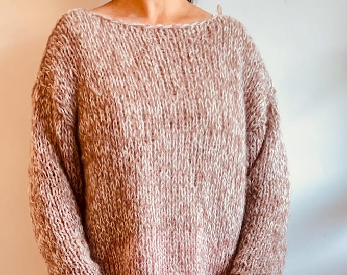 Featured listing image: Handmade Oversized Alpaca and Mohair Sweater | Chunky Knit Pullover | Cozy Winter Women’s Jumper