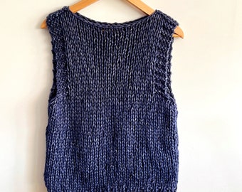 BLUE alpaca vest, EMMA The Vest by Piera Romeo Design, regular fit vest, Navy blue color vest, totally itch free yarn, All COLORS