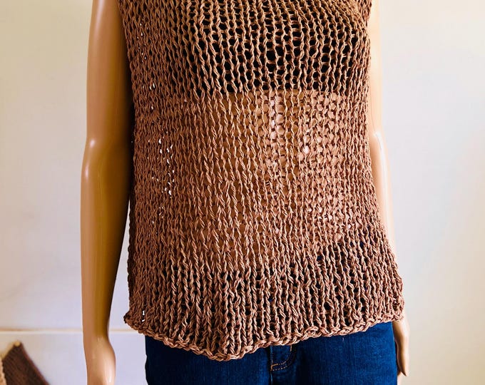 Light long top in brown cotton