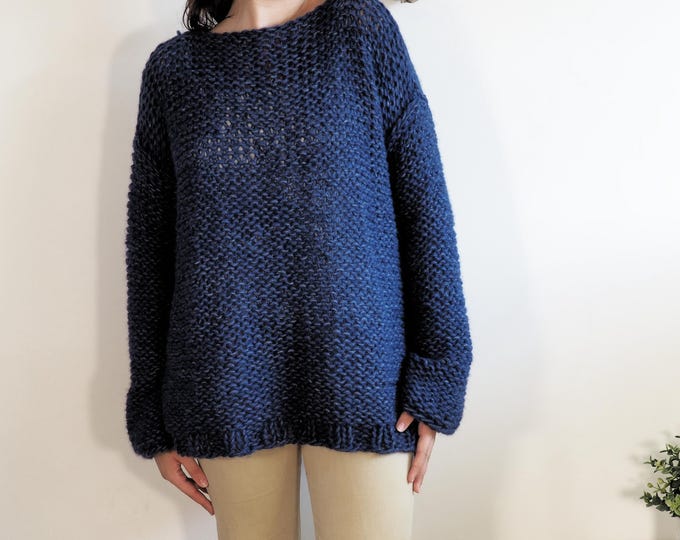Blue Navy Long Alpaca sweater by Piera Romeo