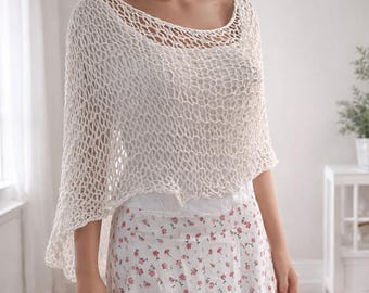 Linnen poncho in WIT