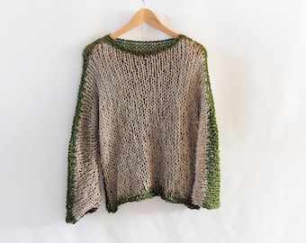 Alpaca Sweater in green and beige