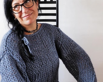 CROPPED Denim color Alpaca sweater