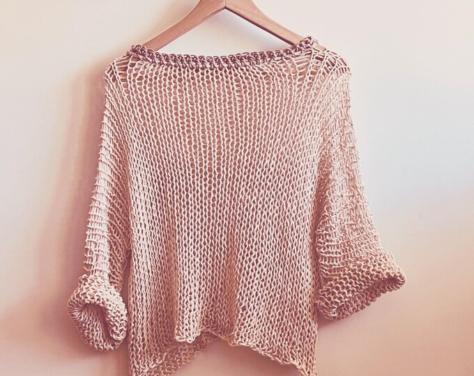 Cotton Loose knit jumper with kimono sleeves by PieraRomeoDesign