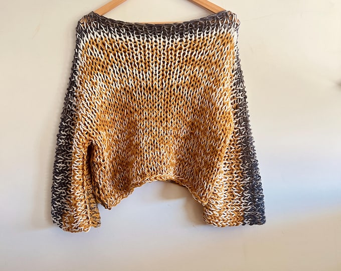 Featured listing image: Handmade Alpaca Wool Knit Sweater: Chunky One-Size Pullover