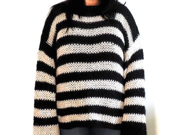 Kim, maglia a righe in lana e alpaca