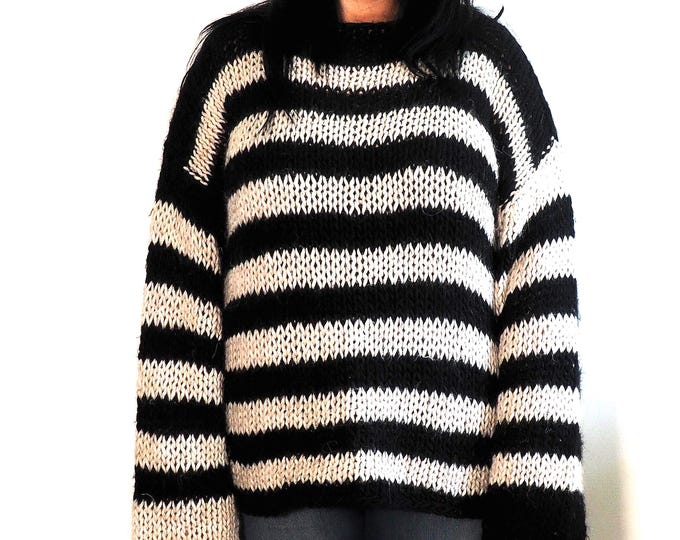 Kim, maglia a righe in lana e alpaca