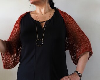 Rust  shrug, loose knit, lightweight, handmade in Italy, shrug feminine by Piera Romeo Design