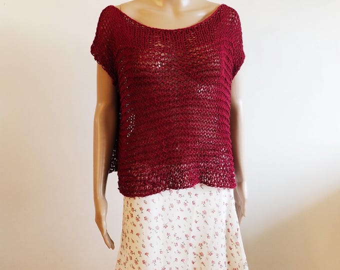 Red Cotton top - Wide Neck