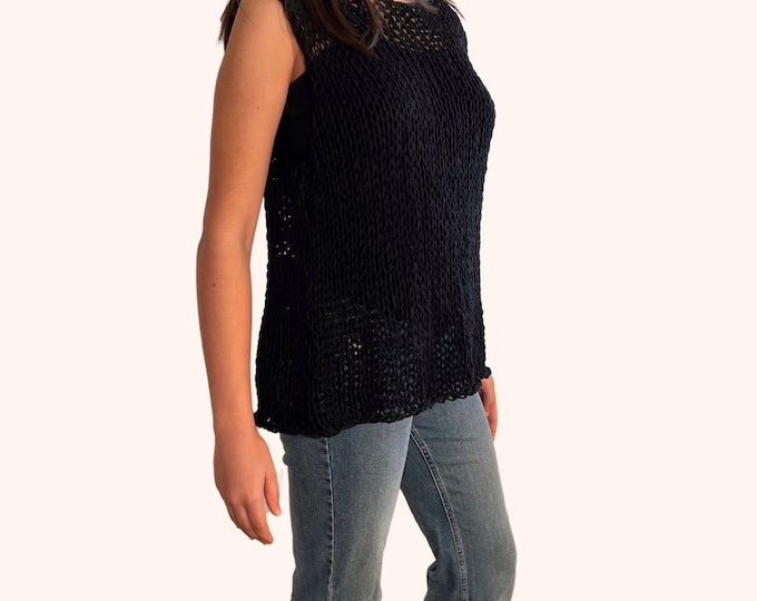Cotton Top, summer top, black top, top, tank top, summer knitwear