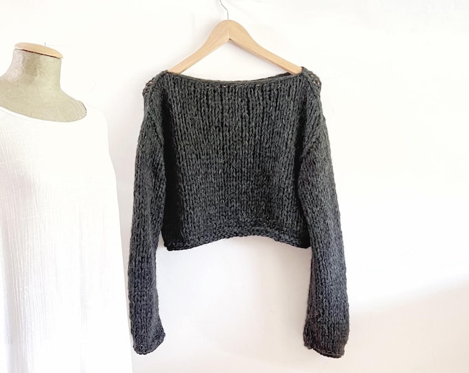 CROPPED SWEATER in pure wool no acrylic,  in all sizes