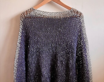 Alpaca Sweater in grey and denim blue